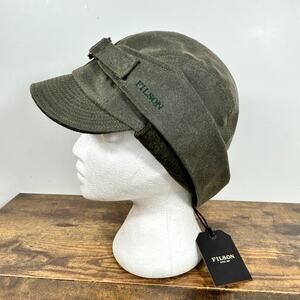NEW Filson Wildfowl Tin Cloth Hat Cap Dark GREEN Adult L - Made in USA